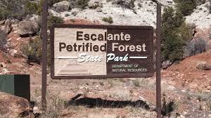 Boulder Loop Escalante Petrififed forest signage