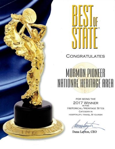 Mormon Pioneer National Heritage Area wins Best in State - Historical and Heritage Sites