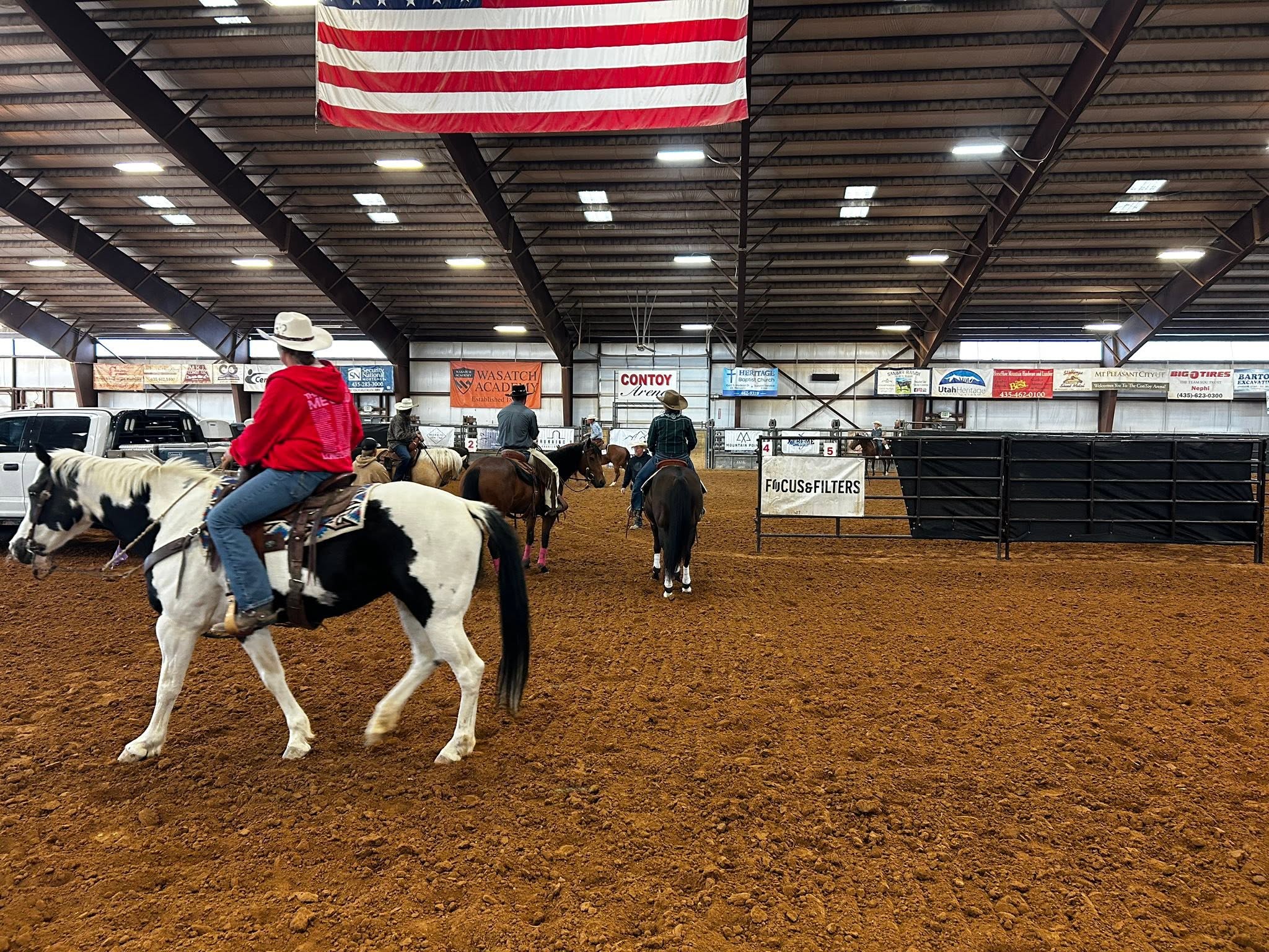Another view of the indoor Contoy Arena floor and fencing.