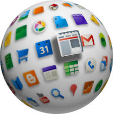 Stock image - globe with icons