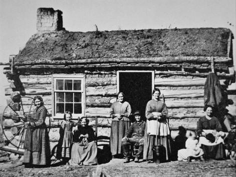 log cabin with Mormon Pioneer Family Echo City Utah