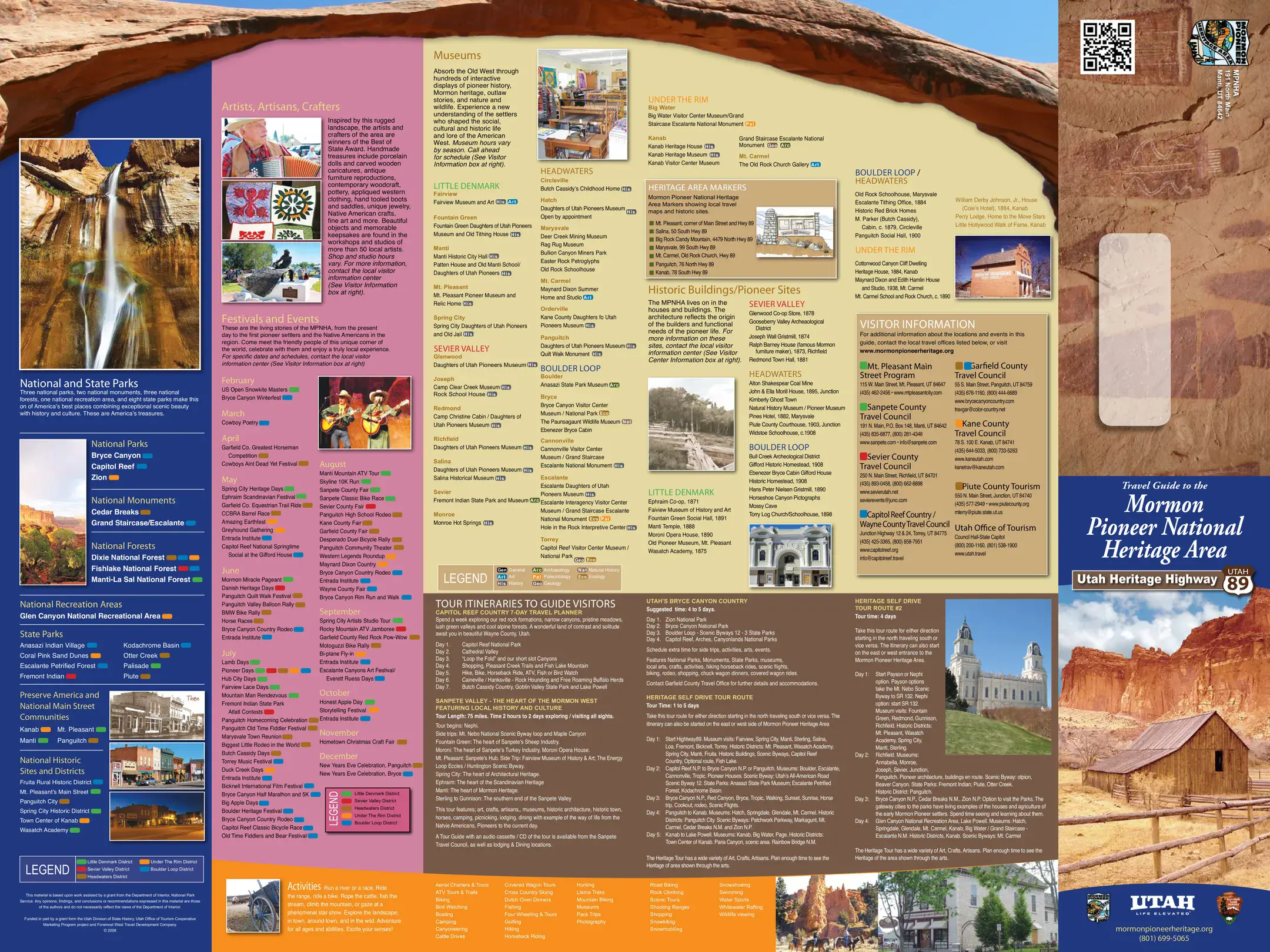 Travel planner spread: heritage towns and attractions along U.S. Highway 89