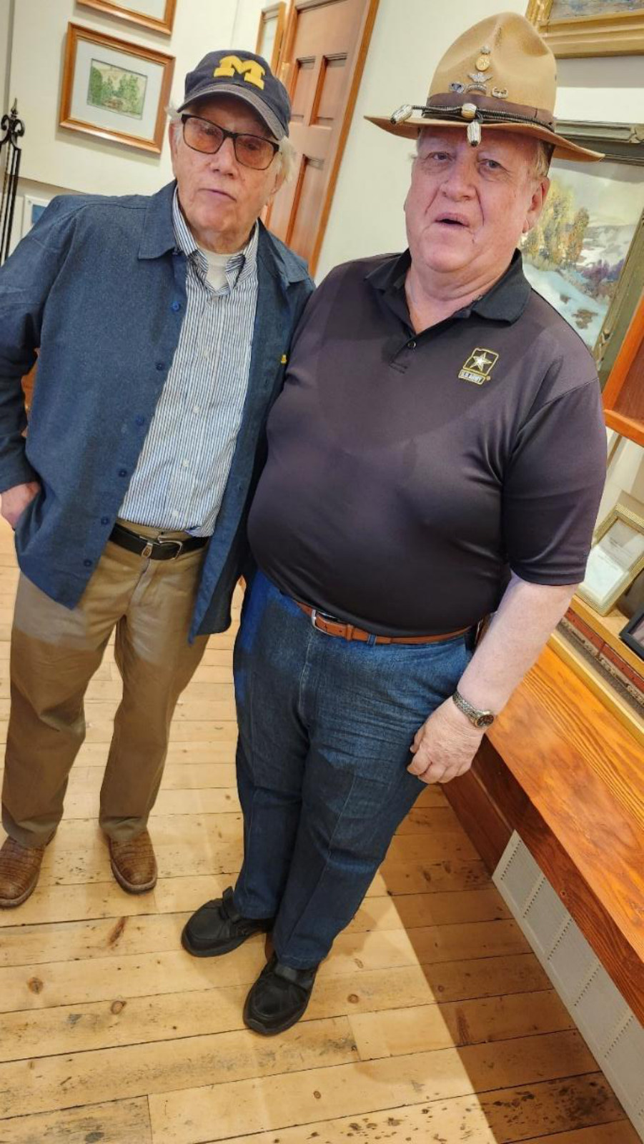 Monte Bona and Sherman L. Fleek inside Liberal Hall in Mt. Pleasant, Utah