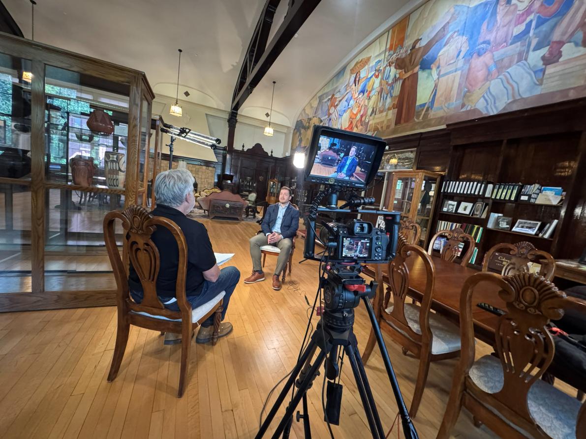 Nick Saenz interviewed in the Luther Bean Museum at Adams State University