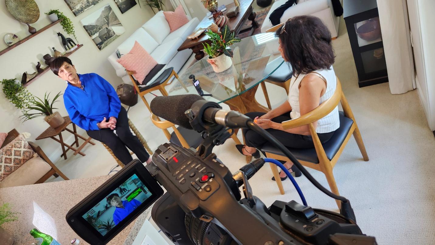 Stella Cardoza interviewed at home by Discovery Road associate producer Austria Nelson